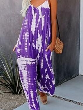 Purple Tie-Dye Wide-Leg Jumpsuit